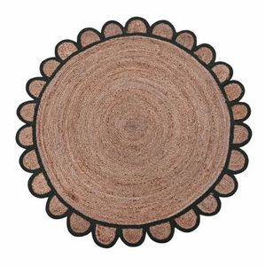 Alfombra personalizable 4X4 orgánica Boho trenzada de yute con mechones hecha a mano India patrón geométrico ecológico sala de estar entrada - Product Image 1