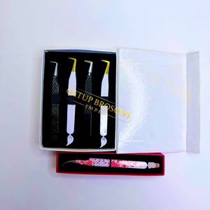Pince à épiler pour cils GETUP BROSONS IMPEX de haute qualité en acier inoxydable, plusieurs couleurs, pointe lisse, poignée diamantée, antimagnétique - Product Image 2