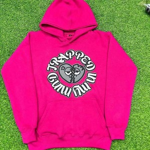 Sudadera con capucha rosa de talla grande para hombres y mujeres, sudaderas con capucha sin cordón con estampado de logotipo personalizado a la venta - Product Image 1