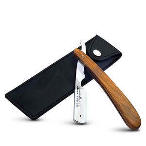 Kit de rasoir jetable professionnel pour homme, style rasoir à lame unique, lame droite, manche en bois dur, acier inoxydable pour - Product Image 1
