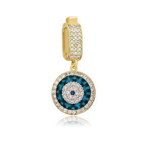 Charme en pierre de saphir en forme d'œil pour bracelet, fabrication artisanale turque, bijoux en argent sterling 925 - Product Image 3