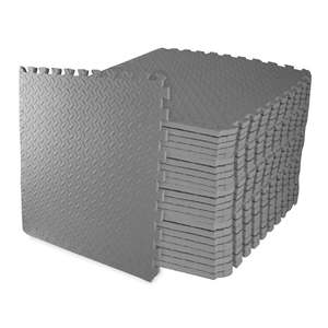 BalanceFrom 96 Sq Ft High-Density Anti-Static <b>Interlocking</b> EVA Foam Exercise Mat <b>Tiles</b> Customizable Size for Gym <b>Floor</b> Mat Gray - Product Image 1