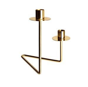 Portavelas de metal grande diseñado para sala de estar, centro de mesa de comedor y elegantes interiores contemporáneos para el hogar - Product Image 1