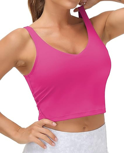 Soutien-gorge de sport en nylon spandex grande taille évacuant l'humidité respirant léger écologique avant Logo Gym Fitness Crop Top 2026 - Product Image 4