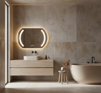 Miroir intelligent LED mince à éclairage frontal, haut-parleur Bluetooth, anti-buée pour salle de bain d'hôtel