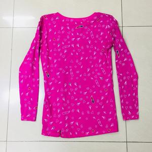 Vente en gros T-shirts décontractés grande taille pour femmes 160 GSM T-shirt à manches longues en coton léger AOP imprimé à col rond pour femmes à paillettes - Product Image 6