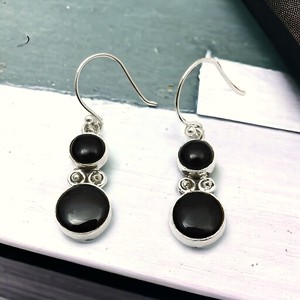 Nouveauté Design de luxe 925 argent Sterling naturel noir Onyx pierres précieuses boucles d'oreilles ethniques pour femme bijoux faits à la main en gros - Product Image 2