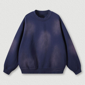 Sudadera de Cuello Redondo para Hombre, 100% Algodón, Lavado Ácido, Hombros Caídos, Personalizable con Logotipo, Alta Calidad - Product Image 1