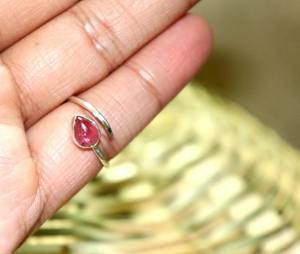 แหวนพลอยทัวมาลีนสีชมพูปรับได้925สเตอร์ลิงเงินแฮนด์เมดแหวนของขวัญสำหรับผู้หญิง - Product Image 5