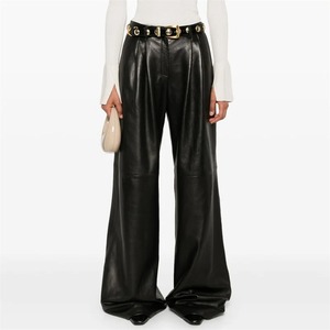 Pantalones de mujer Nuevos pantalones de pierna recta de cintura alta de cuero artificial para el invierno 2024 Pantalones de pierna recta de mujer versátiles Casuales - Product Image 3