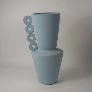 Vente en gros petit vase à fleurs rustique nordique mat en céramique bleu ciel pour décoration intérieure - Product Image 2