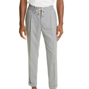 Pantalon homme décontracté en toile, taille haute, multi-poches, imperméable, respirant, coupe droite, rayé - Product Image 1
