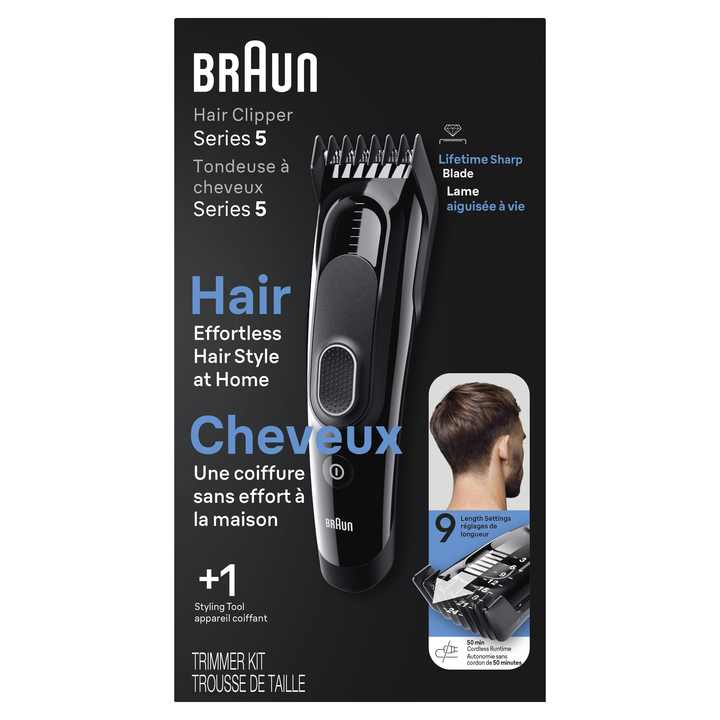 Braun Series 5 5310 Men's Cordless Electric Hair Clippers with 9 Length Settings