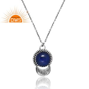 Latest Selling 925 <b>Sterling</b> <b>Silver</b> Natural Lapis Gemstone Pendant Necklace Custom Jewelry <b>for</b> <b>Women</b> Gift <b>for</b> Her - Product Image 4