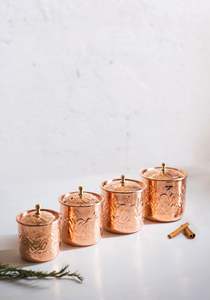 Textured Copper Canister Set With Unique Finished And <b>Vintage</b> Look Offering Functional Storage And Decorative Value - Product Image 5