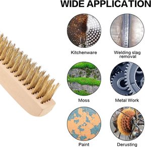 Brosse de sol en fil de cuivre avec manche en bois brosse en fil de fer pour le nettoyage - Product Image 6