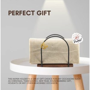 Porte-serviettes de table en bois et métal de qualité supérieure Design créatif porte-serviettes en papier couleur marron et noir serviette de taille personnalisée - Product Image 5
