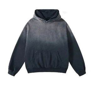 Sweat à capuche vintage oversize délavé à l'acide pour hommes, sweat à capuche épais en éponge française, zippé, teint uni, pour streetwear d'hiver. - Product Image 1