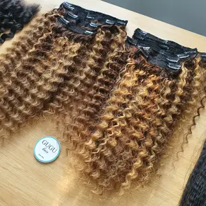 人毛エクステンションシームレスクリップイン生ベトナムヘアクリップヘアエクステンションパールークブレジリエンヌ