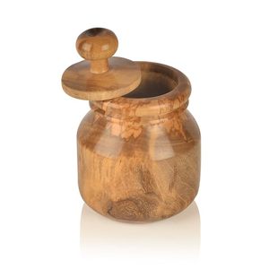 Vintage <b>Natural</b> Acacia Wood Container With Small Storage Jar Lid Herb & Spice Tools for Display Gifting and Storage - Product Image 4