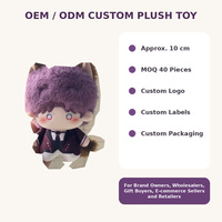 Jouets en peluche en gros, mini figurines de chats, adorables poupées violettes à cheveux longs avec tenues personnalisées pour la vente au détail