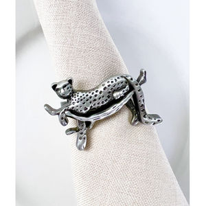 Juego de servilleteros de Metal de leopardo de diseño admirable de 4 servilleteros de animales de peltre al por mayor accesorios de mesa de comedor para el hogar - Product Image 1