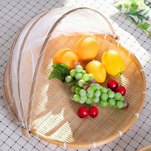 Cesta de bambú con cubierta de malla, cesta a prueba de moscas, productos tejidos de bambú a prueba de insectos, cestas de secado de alimentos para el hogar - Product Image 6