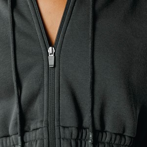 OEM personalizado de peso pesado de gran tamaño de lana caída del hombro en blanco recortada sudaderas con capucha de las mujeres sudadera - Product Image 5