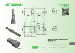 ชุดลูกสูบและกระบอกปั๊มน้ำมันเชื้อเพลิงสำหรับเครื่องยนต์ดีเซลทางทะเล MITSUBISHI D700 D800 - Product Image 4