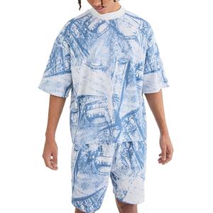 Conjunto de Dos Piezas Personalizado por Sublimación, Estilo Urbano de Verano, Hombros Caídos, Tallas Grandes para Hombre, Diseño Personalizado - Product Image 4