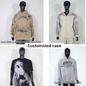 Sweat à capuche vintage oversize 100% coton lavé à l'acide pour hommes, pull à épaules tombantes avec fermeture éclair Streetwear sweat-shirt - Product Image 6