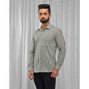 Men's Casual Floral Printed Cotton <b>Shirt</b> with Stand Collar Full Sleeves ODM Supply Woven Poplin Oxford Fabric <b>Patchwork</b> Pattern - Product Image 5