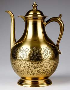 Cafetera de latón hecha a mano con patrones de pico largo, perfecta para casas de estilo de Oriente Medio e interiores clásicos - Product Image 3