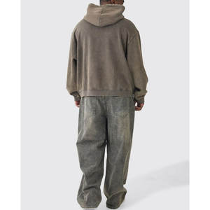 Sweat-shirt à capuche oversize pour homme en molleton de coton délavé, style streetwear uni - Product Image 5