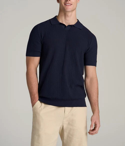 Polo de golf pour homme à manches courtes à col Johnny à séchage rapide, vente chaude, été, service OEM, piqué 50% coton/50% polyester 220 GSM - Product Image 6