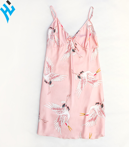 New Arrival Beautiful Pink Satin Silky Dress Beautiful Print <b>Petticoat</b> Plus Size Long Nighty Dress - Product Image 3