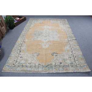 Turkish Rug, Large 5.8x8.7 ft Vintage Rug, <b>Yellow</b> Polka dot <b>Wool</b> Rug - Product Image 1