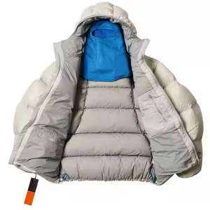 Veste d'hiver à bulles d'air pour hommes avec logo personnalisé Veste utilitaire d'extérieur en nylon épais et chaud à capuche détachable - Product Image 3