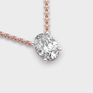 Pendentif solitaire en diamant ovale cultivé en laboratoire certifié IGI, en or jaune/blanc/rose 14 carats, pendentif classique minimaliste pour femmes - Product Image 2