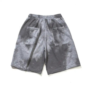 Short délavé à l'acide avec cordon de serrage pour hommes, short de survêtement vintage en coton éponge français, short délavé à l'acide personnalisé avec impression bouffante - Product Image 4