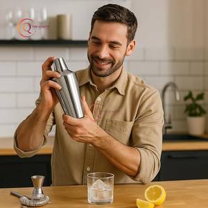 Shaker à Cocktail de Bar de Luxe Fait à la Main en Argent Qualité Supérieure en Métal de Taille Moyenne - Product Image 5