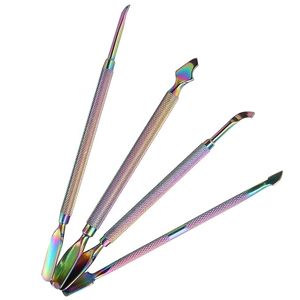 Esmalte de uñas en gel para eliminar uñas, empujador de cutículas de piel muerta, color rainboe, empujador de cutículas de uñas de acero inoxidable - Product Image 1
