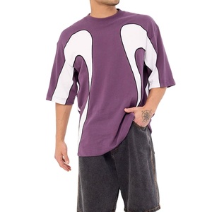 เสื้อยืดแขนสั้นผ้าฝ้ายทอ 100% สไตล์สตรีทแวร์ ทรงหลวม ยาวพิเศษ แฟชั่นฤดูร้อน ลายแผงสไตล์วินเทจ ขายดี - Product Image 4