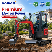 Mini-excavatrice Zero Tail 1,5T avec moteur diesel, commande par joystick, système à double pompe pour espaces étroits