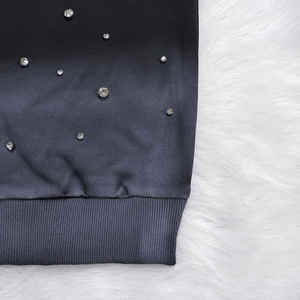 Sweat-shirts à capuche unis en coton 100% tendance, style décontracté, à fermeture éclair, brodés, avec pierres en diamant, personnalisés pour hommes, automne - Product Image 4