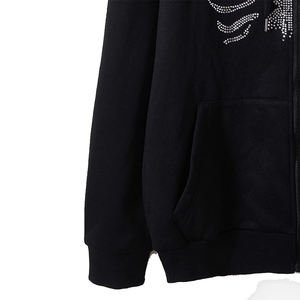Sweat à capuche zippé pour hommes avec logo en strass personnalisé unisexe Streetwear vintage surdimensionné avec cordon de serrage avec fermeture éclair Sweats à capuche en strass pour hommes - Product Image 4