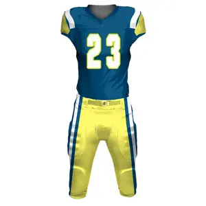 Uniforme de fútbol americano totalmente personalizado, camisetas de fútbol de tela de poliéster, conjuntos de pantalones, longitud de manga corta - Product Image 1