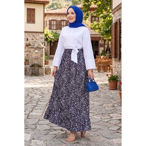 Floral Pattern Pleat <b>Skirt</b> <b>Elastic</b> Waist Comfortable and Breathable Short Length Digital Print Black XS Size - Product Image 1