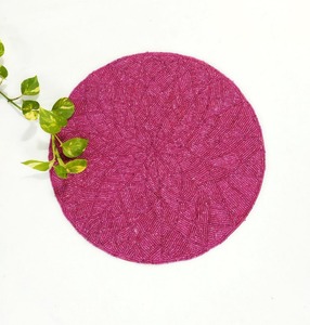 Luxury Handmade Eco-Friendly Wedding <b>Placemat</b> with Seed Beads Embroidery India Handmade - Product Image 2