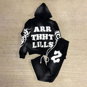 Nouveaux survêtements unisexes streetwear élégants, personnalisables, respirants, en molleton avec strass, 100% coton, automne, surdimensionnés - Product Image 5